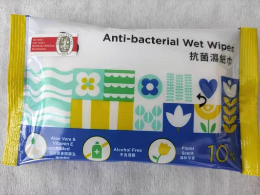 Aloe Vera chống vi khuẩn Vitamin E được bổ sung Khăn ướt Nhẹ nhàng Không chứa Cồn