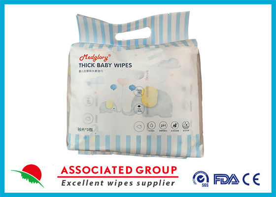 Nước tinh khiết dày khăn lau trẻ em nhẹ nhàng không có mùi thơm Hipoallergenic và không mùi 60Count (3 gói 20)