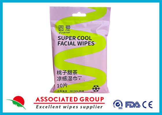 Tiêu chuẩn ISO 9001 Tiêu chuẩn Yuanai Peach Sweet Tea Tấm khăn tẩy lạnh Hipoallergenic Tấm khăn tẩy người lớn 15*20cm