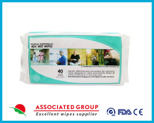 Máy rửa không dệt lớn 30cm X 20cm Máy rửa ướt OEM cho da nhạy cảm 40 PC / Pkt