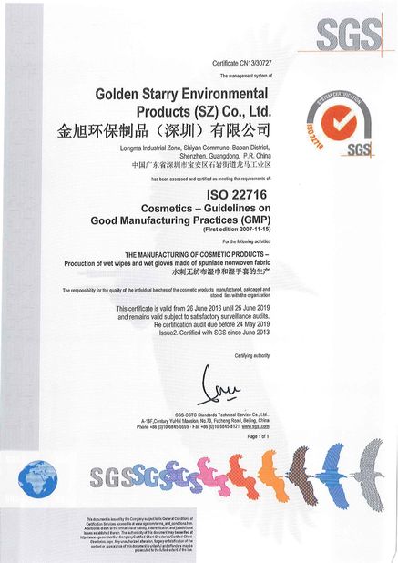 Trung Quốc Golden Starry Environmental Products (Shenzhen) Co., Ltd. Chứng chỉ